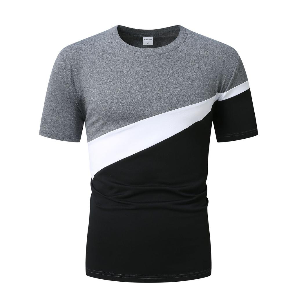Summer Round Neck 3D Color Blocking Print Top Fashionable Casual Short Sleeved Men's T-shirts