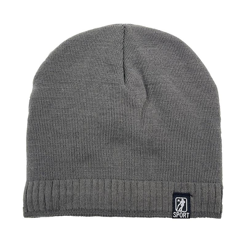 Sport Solid Color Knit Hat For Men, Thickened Fleece Winter Warm Hat, Cold Hat One size fits all серый
