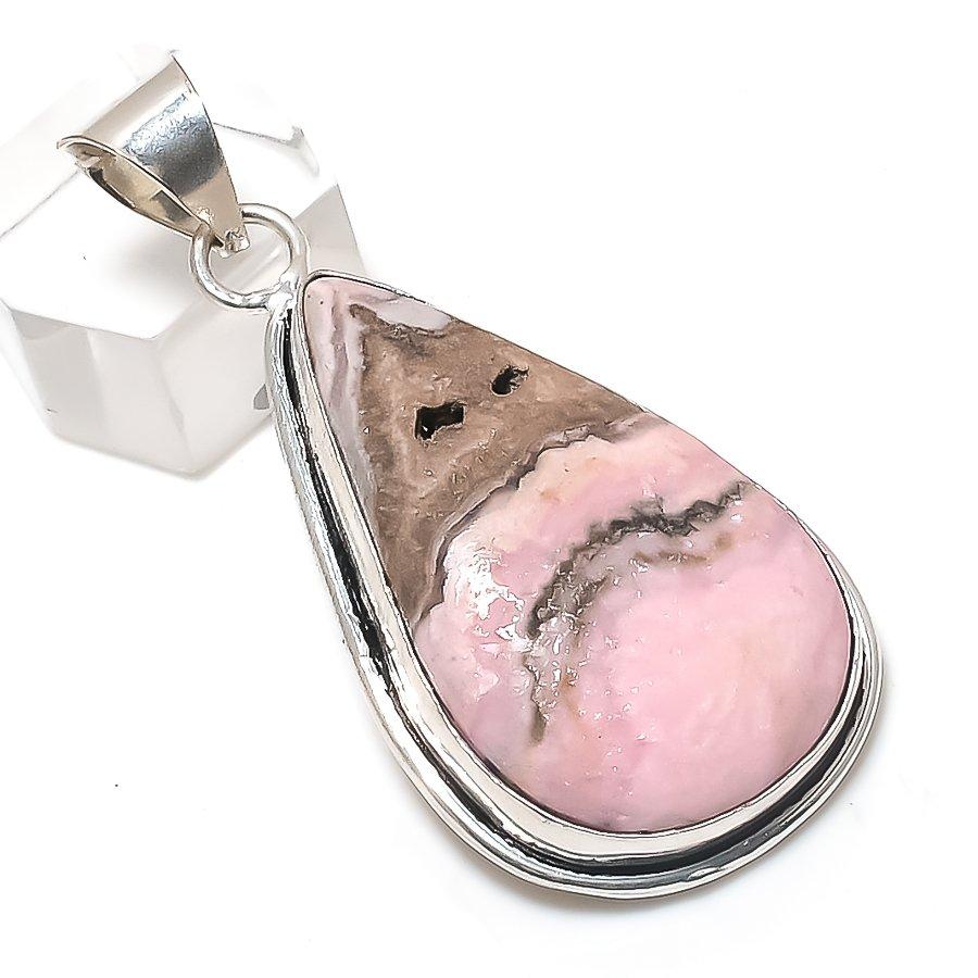Natural Rhodochrosite Gemstone 925 Sterling Silver Jewelry Pendant 2.21" S1f13