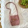 Horn Buckle Knitted Crossbody Bag Vintage Autumn Winter Mobile Phone Case for Women Fashion Mini Purse Korean INS Style Bag