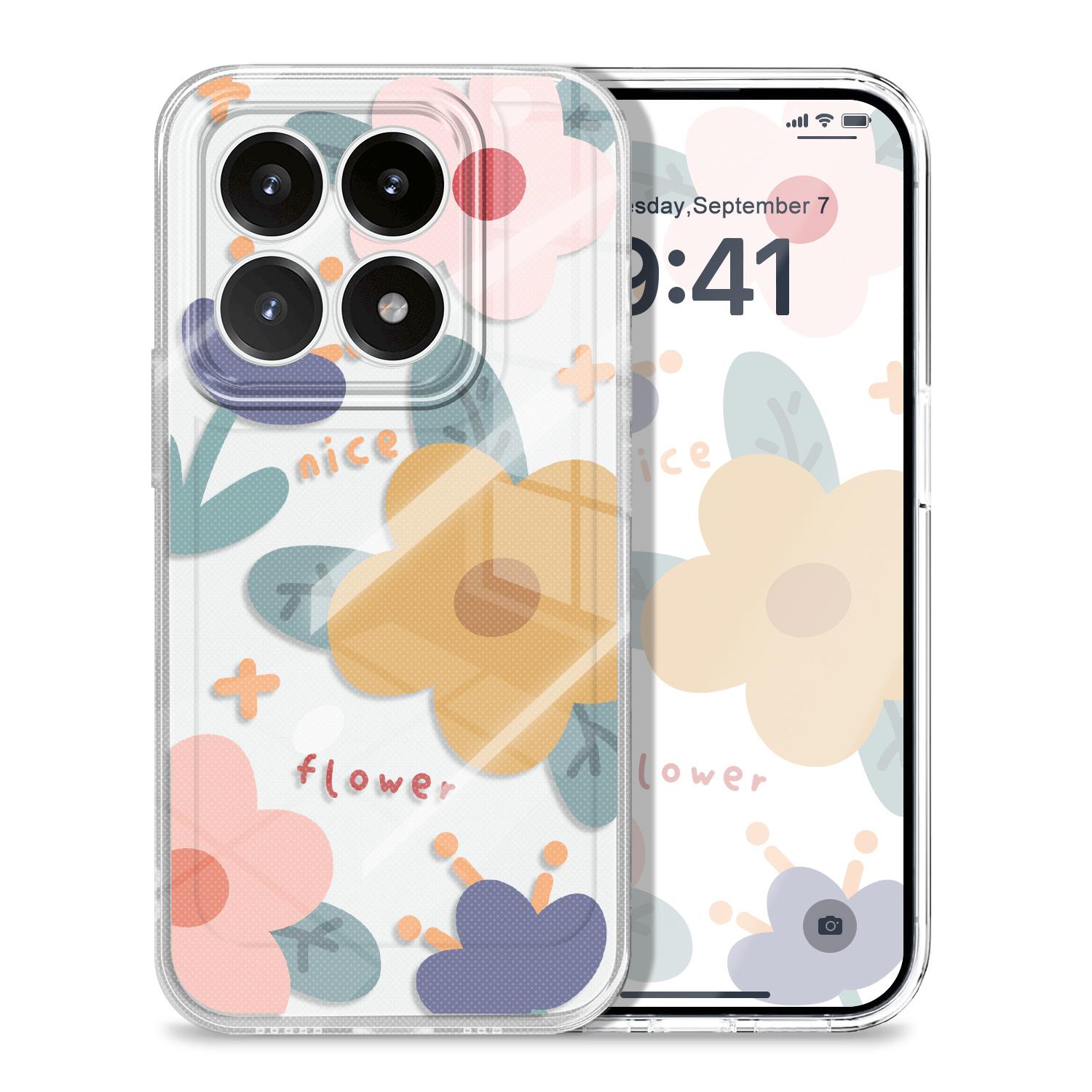 

Прозрачный чехол для телефона с разноцветными цветами для Xiaomi 15 15T 14 14T POCO M7 X7 F7 M6 X6 Pro Ultra 4G 5G Мягкий чехол из ТПУ POCO M6 4G прозрачный
