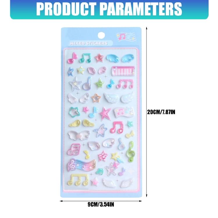 1 Sheet High Grade 3D Relief Sticker Flower Grass Musical Raised Sticker Adhesive Decorative Phone Case Accessories