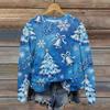 Women's Fashion Christmas Printed Long Sleeve Loose Round Neck Sweatshirt Top