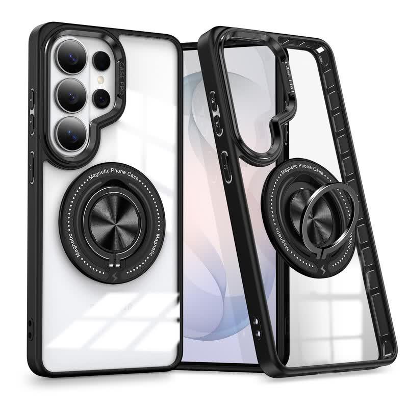 CAXITON Magnetic Ring Stand Transparent Case for Samsung S25 Plus