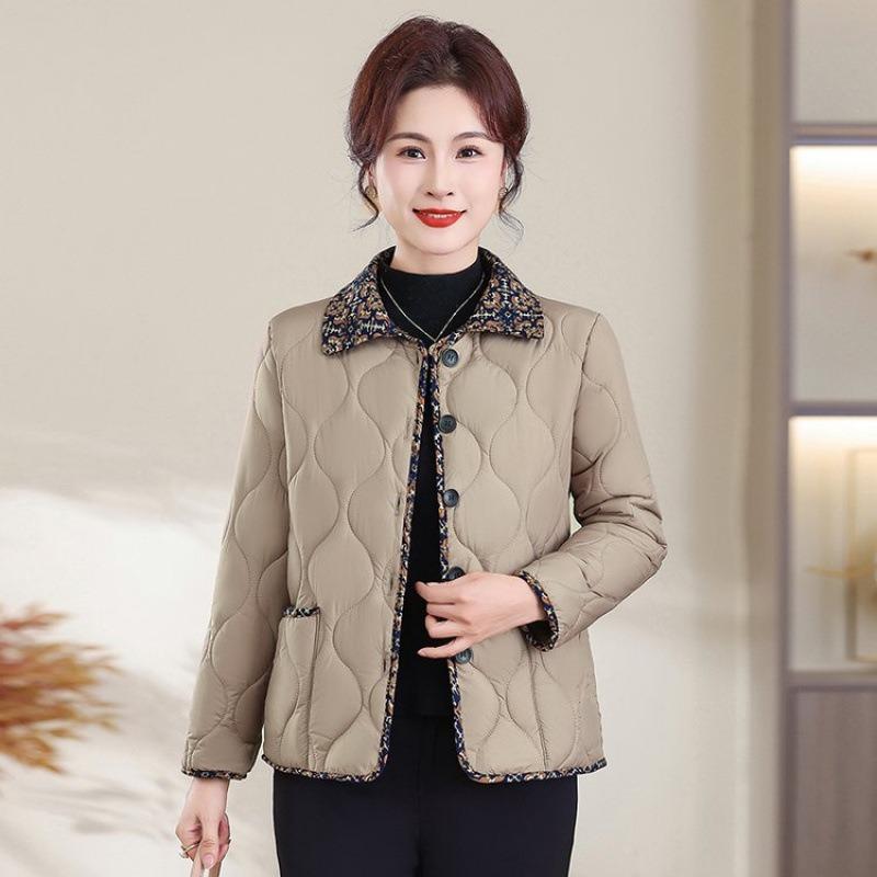 

Маленькая хлопковая одежда с лацканами, универсальная женская одежда на осень и зиму, добавить укороченное пальто с утолщением 5XL [recommended 150-80kg] хаки