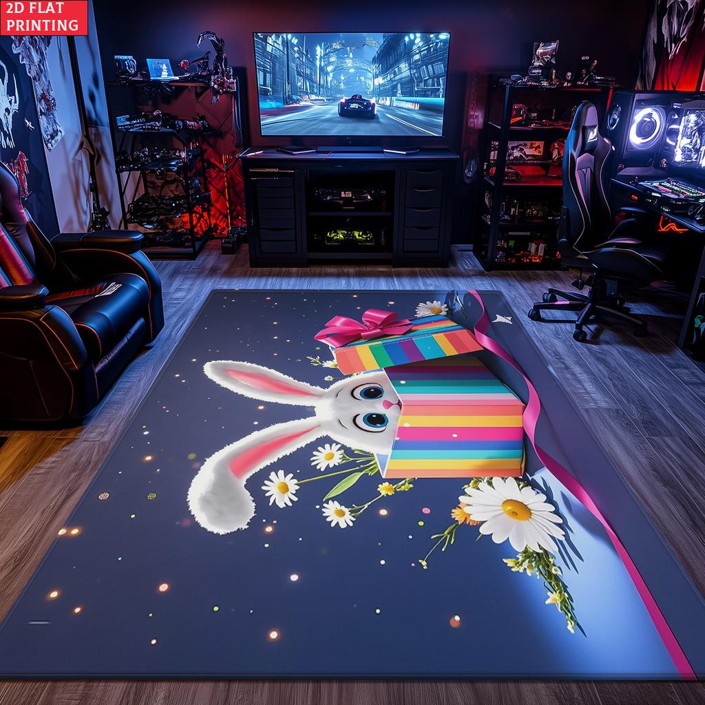 Easter Bunny Excavator Large Room Carpet Non Slip Cartoon Kids Bedroom Living Room Floor Mat Home Decor Children's Play Carpet