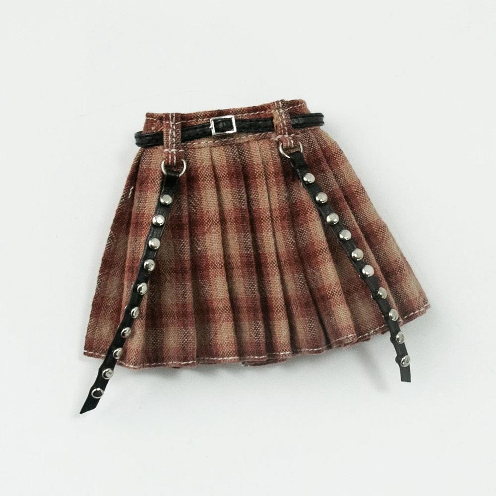 Roupas Blythe Saia Plissada Xadrez Top Tomara-que-caia Vestido de Tule Conjunto Saia com Babados para bonecas Licca Azones Ob22 Ker YMY acessórios