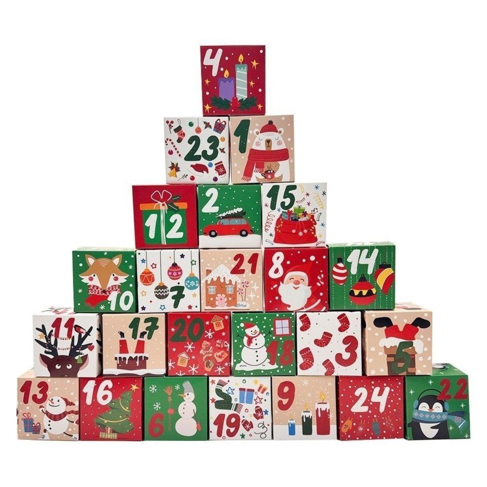 24pcs DIY Advent Calendar Boxes Mini Xmas Numbered Decorative Boxes Desktop Decor