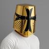 Templar Crusader Helmet , Knight Great Helmet , Golden Finish Helmet, Cosplay Helmet, Roleplay Helmet, Halloween Gift