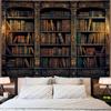 Retro Bookshelf Wall Tapestry, Vintage Books Study Library Tapestries for College Dorm Bedroom Magic Caslte Backdrop 36×48 inch