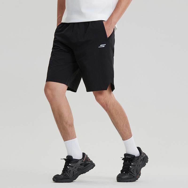 Skechers Cool Comfort Simple Letter Logo Outdoor Sports Breathable Sweat-Wicking High-Stretch Split Loose Casual Shorts Unisex Shorts P225U128-0018