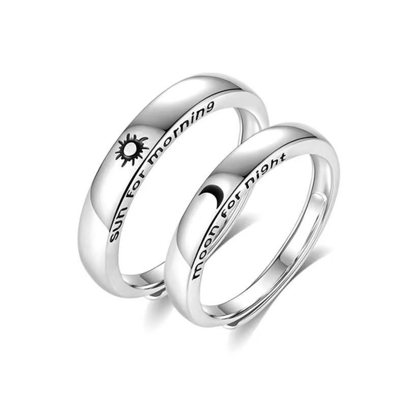 

New Celestial Blue Sparkling Moon Sun Star Crystal Ring for Women Fashion Elegant Stackable Finger Band Party Jewelry Gifts