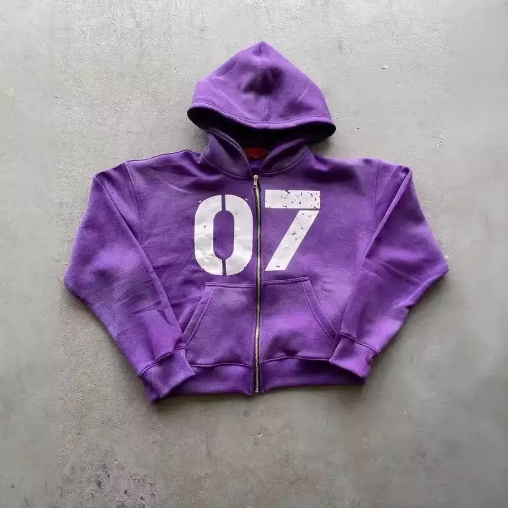 Streetwear Y2K Casual Zipper Cardigan Fashion Digital Print Hooded