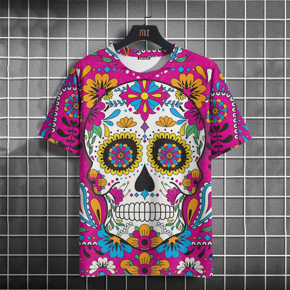 Mexican Skull Day Of The Dead Graphic T Shirt For Unisex WoUnisexs Graffiti Clothing Horror Goth T-shirts Fashion Streetwear Tops Tees