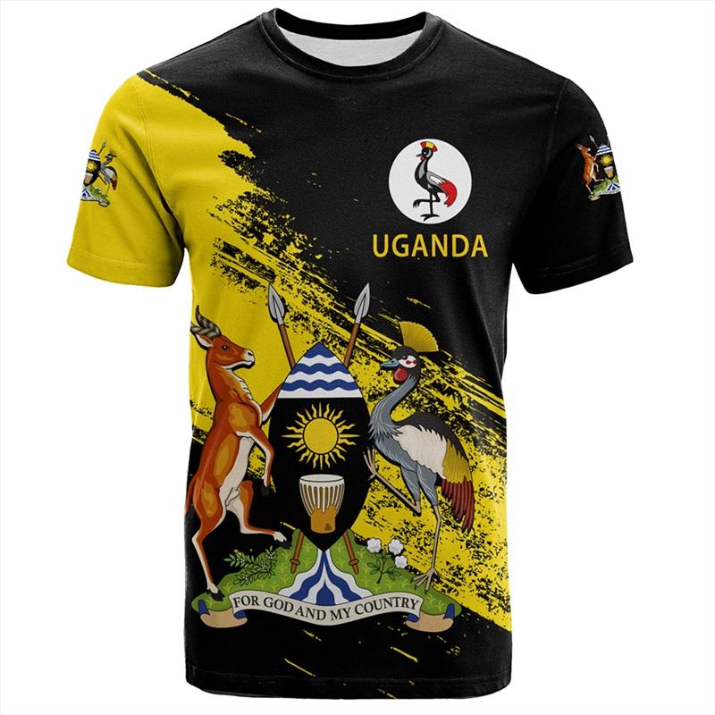 Uganda Flag Graphic T-shirts For Men Uganda Emblem National Day Short Sleeve Oversized Tshirt Tops Mens Sport Tee Shirt Clothes