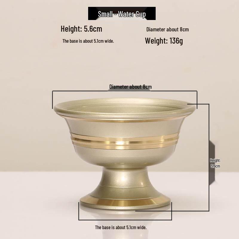 High-Footed Copper Water Offering Cup from Nepal – Large Caliber, Silver-Plated for Buddhist Altar.
