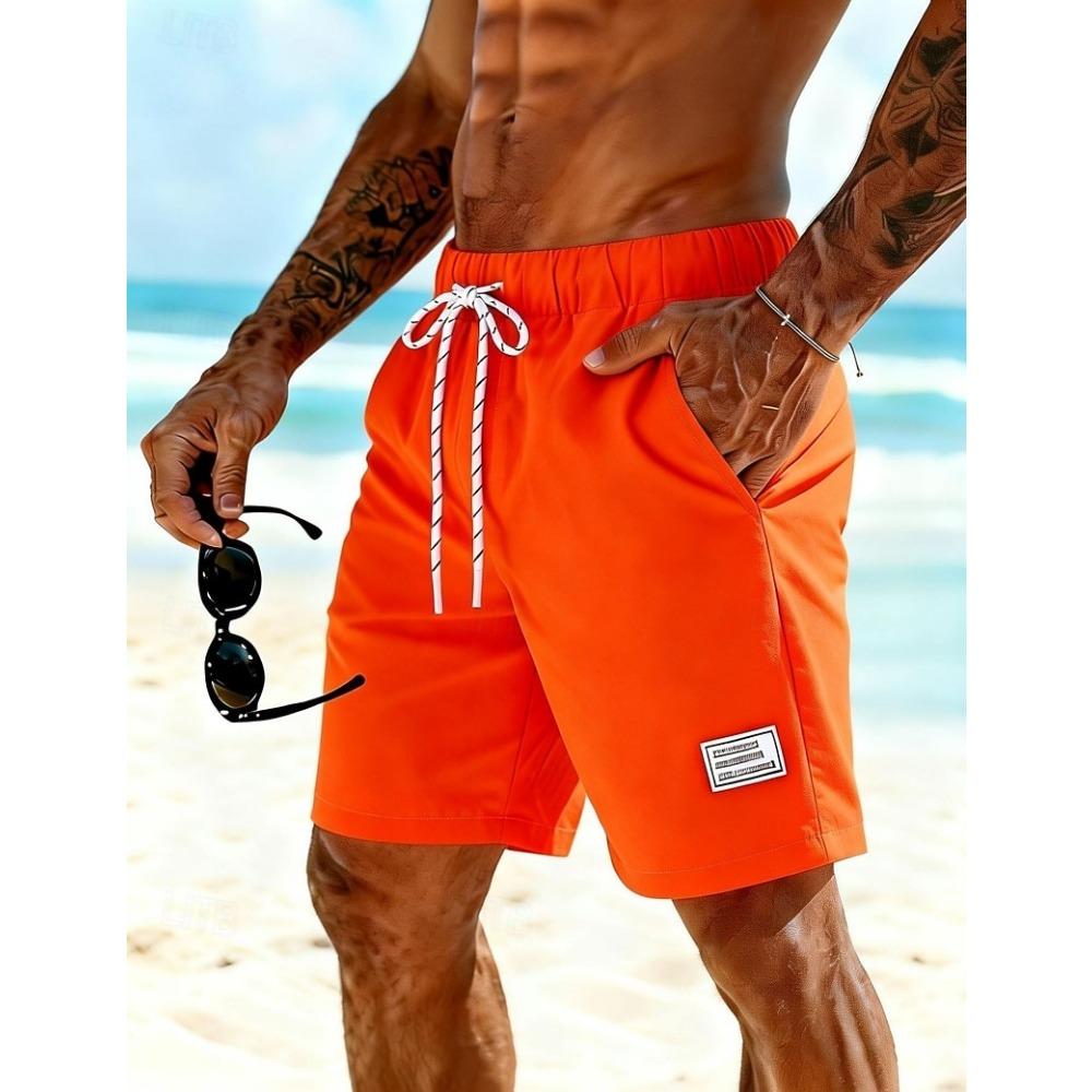 Men s Athletic Shorts Shorts Summer Shorts Beach Shorts Casual Shorts Pocket Elastic Waist Plain Comfort Breathable Knee Length Outdoor Beach Vacation 2XL