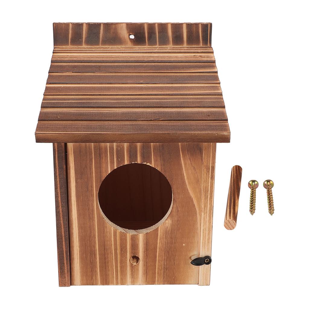 Bird House 6cm Hole Wooden Blue Bird Nesting Box with Perch for Outdoor Garden Balcony
