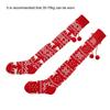 Over the Knee Christmas Long Socks Jacquard Knitted Thigh High Stockings Leg Warmers with Plush Balls Bows for Women  Red