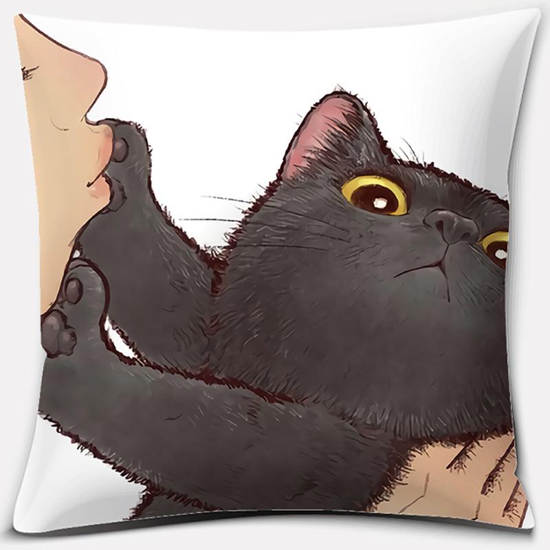 Funny Cute Cat Cushion Cover Cartoon Pets Pillows Cases Sofa Pillowcase Home Office Decoration