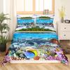 Fish Duvet Cover Set Ocean Bedding Sets 3D Printed Underwater World With Shark Dolphin Coral Reef Pattern Quilt Cover Set 2/3pcs