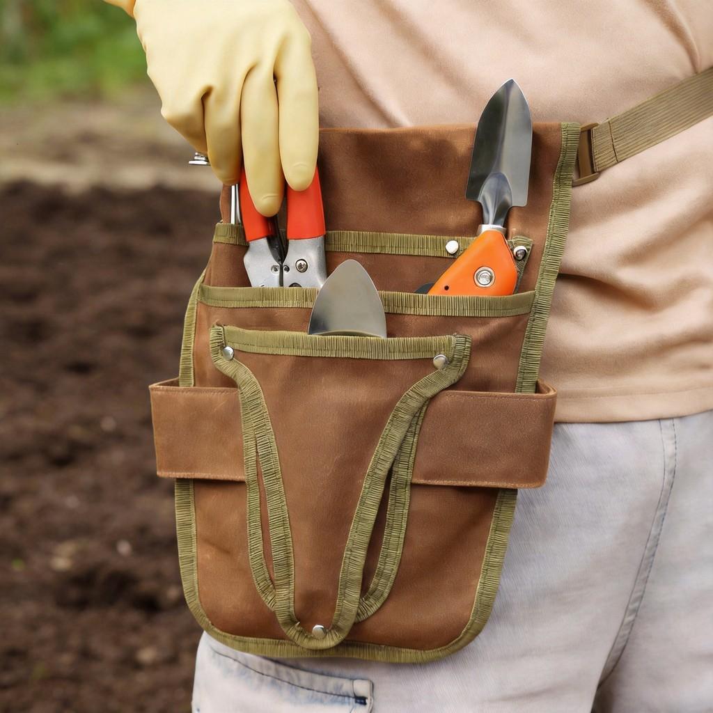 Cintura Portautensili Resistente Con Tasca in Tela Durevole Per Giardinaggio e Riparazioni Domestiche