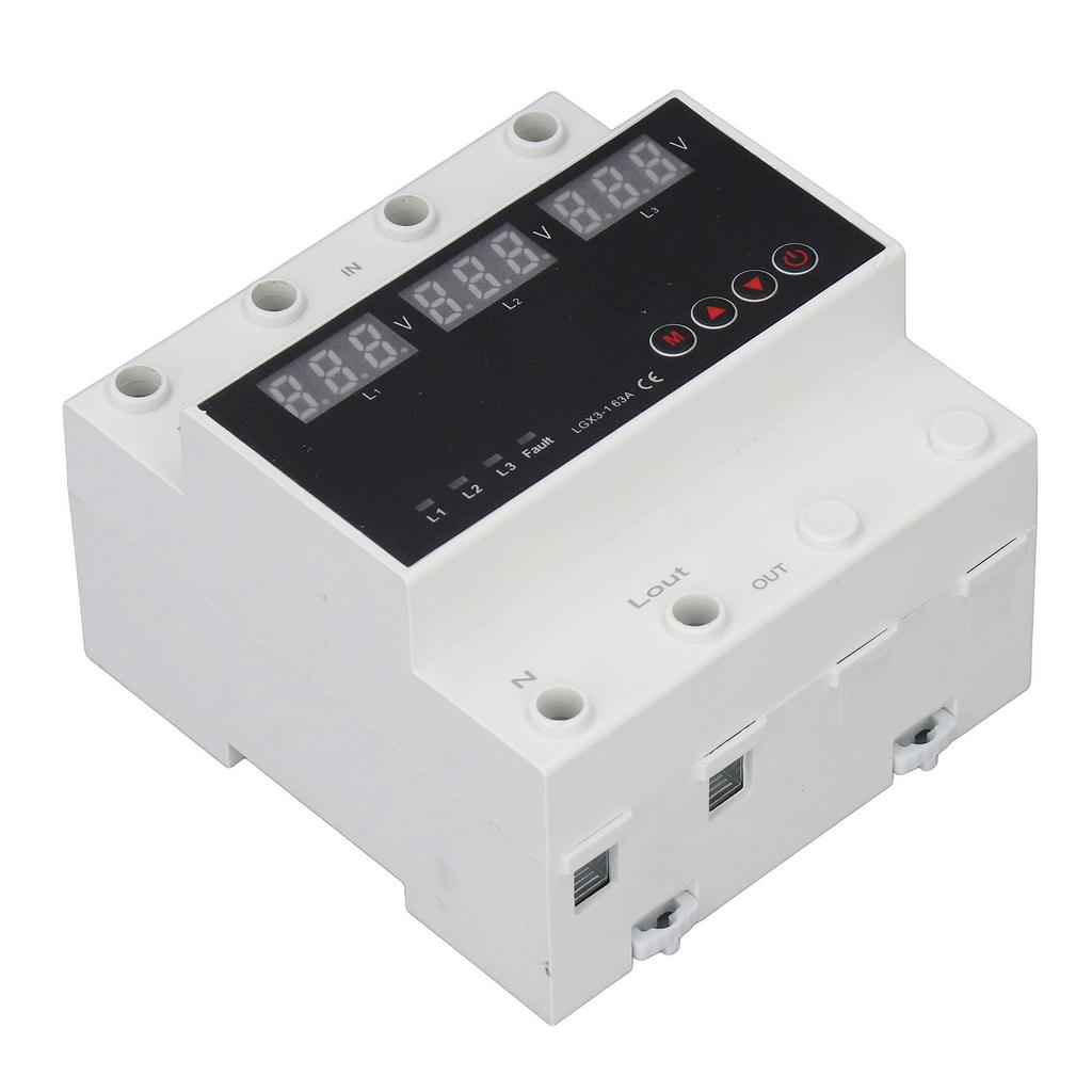 Automatic Transfer   DIN Rail Mounted 3 Phase   LED Display Under Over Voltage Protector