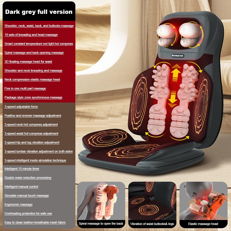 

Горячая распродажа 3D разминающая подушка для массажа всего тела с подогревом и вибрацией, массажер для плеч, шеи и спины для домашнего и автомобильного использования UK темно серый