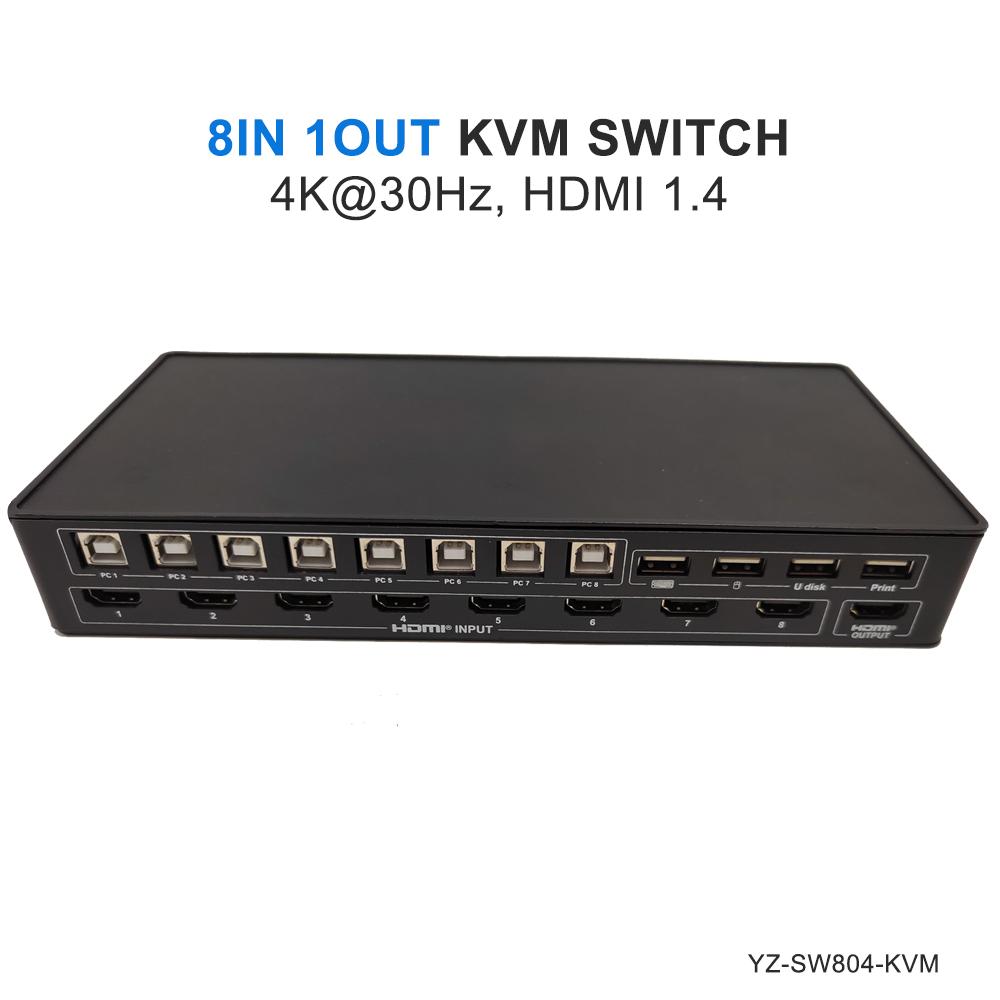 Verified Factory 4x1 2x1 8K HDMI KVM Switch 4K60 4K30 2 Port 4 Port HDMI KVM Selector Switcher PC Extended Display