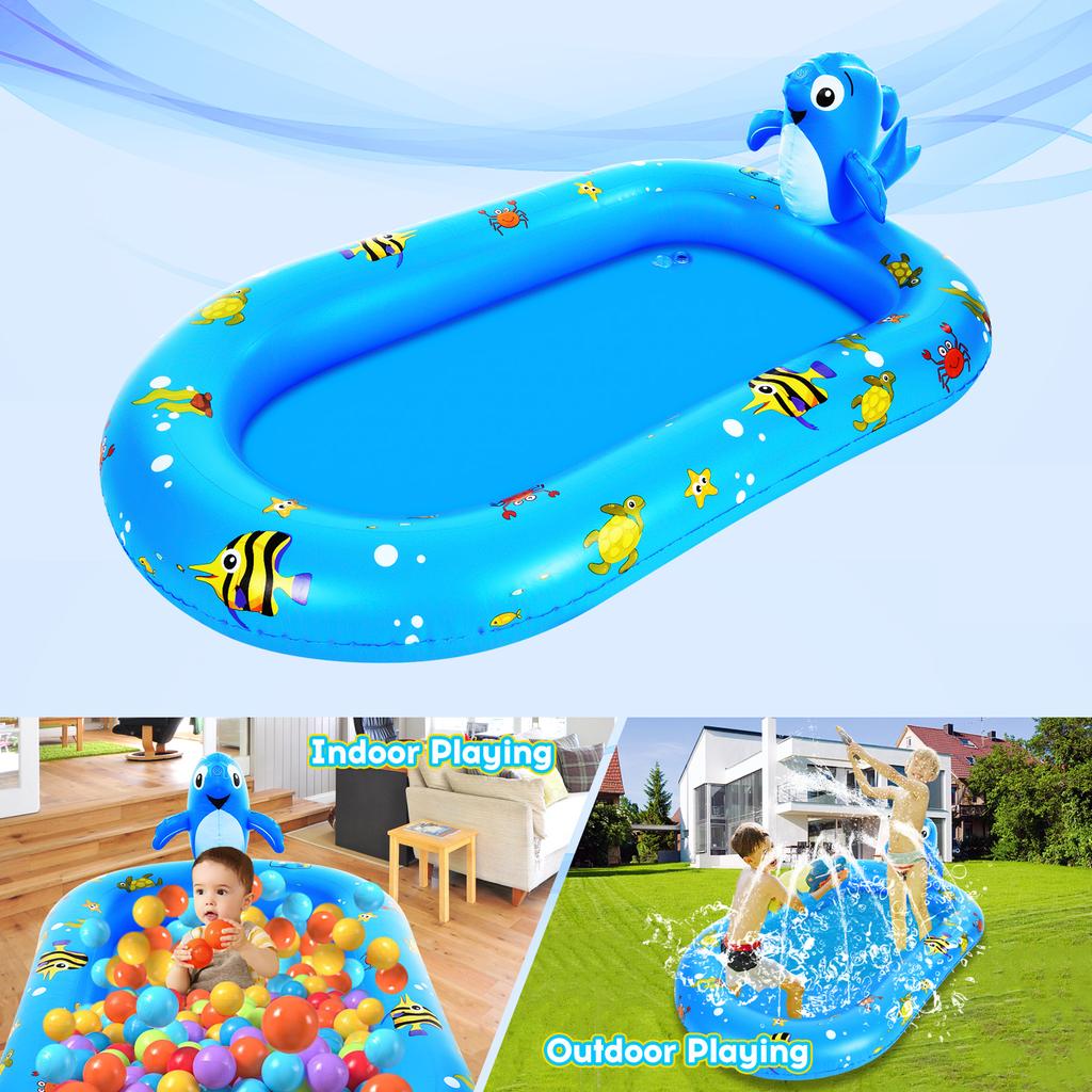 Guard for Kids, Large Inflatable Pool, Cute Shape, Thick Pool Water Mat, Outdoor Water Play Sprinkler Pad