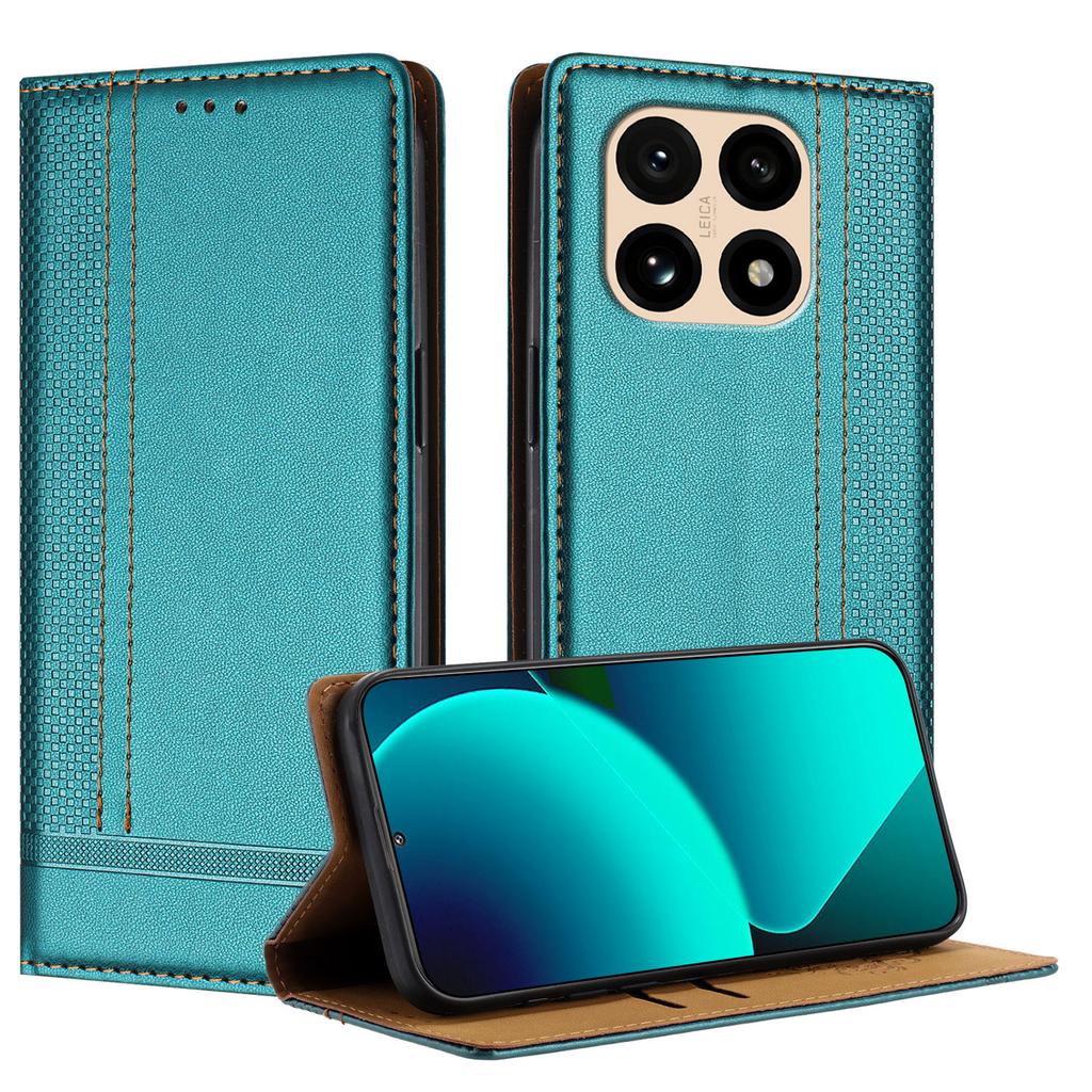 For Xiaomi 15T Case L-Shaped Grid Pattern Leather Stand Phone Cover with Card Slots