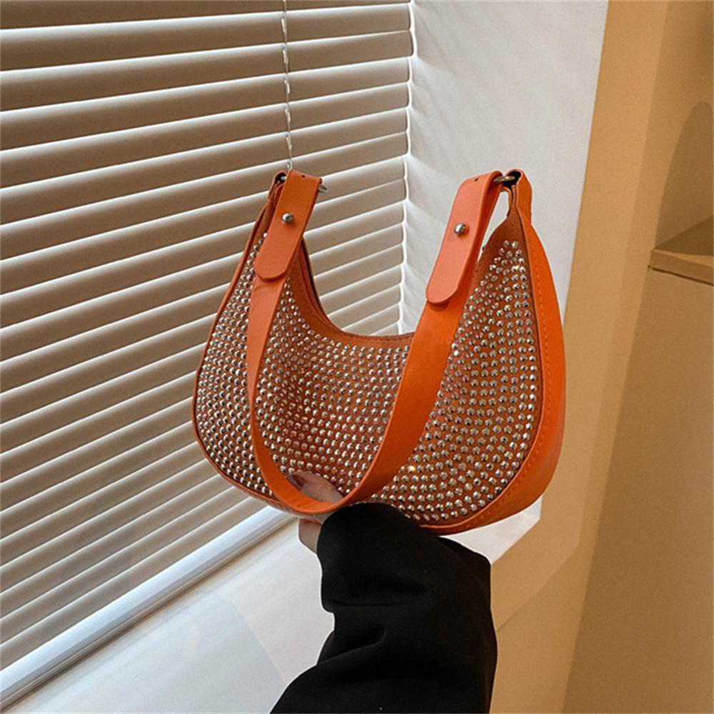 Women's Fashion Studded Underarm Bag Retro PU Shoulder Bag Casual Handbags