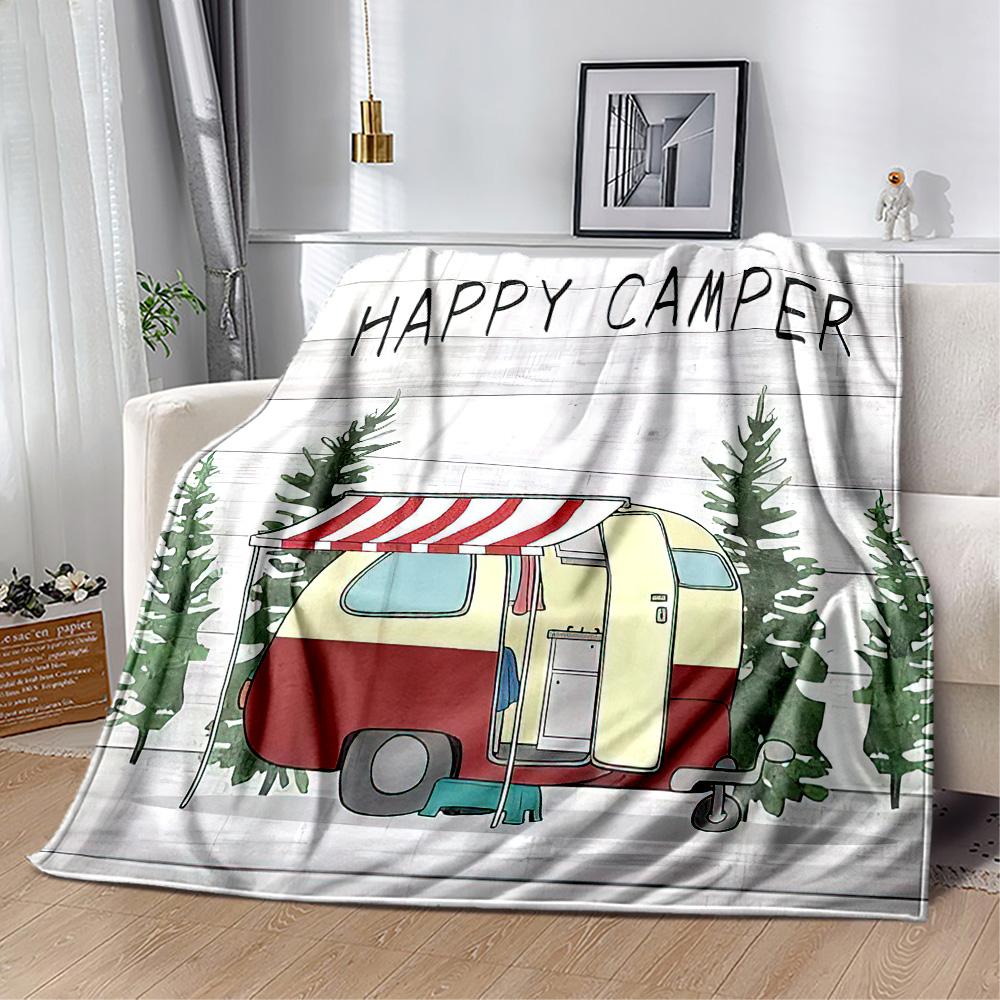 Happy Campers Adventure Blankets Are Suitable for Living Rooms,making Them an Ideal Choice for Outdoor Travel and Gifts.