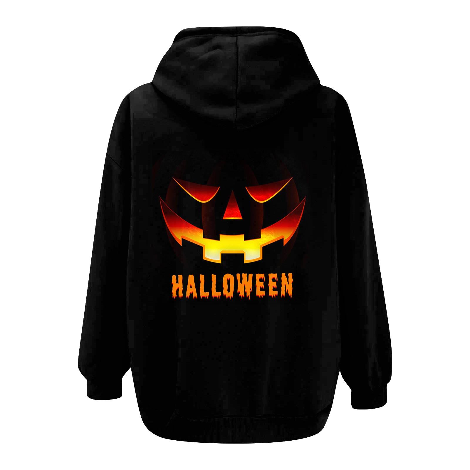 Женская мода повседневная толстовка с принтом на Хэллоуин осень-зима с длинным рукавом — фото 5