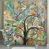 1pc Colorful Birds on Tree Floral Polyester Shower Curtain - Machine Washable Bathroom Decor with Hooks, Vibrant Botanical Pri