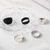 Combination Ring, Simple Gun Black Large Ring 5-Piece Set