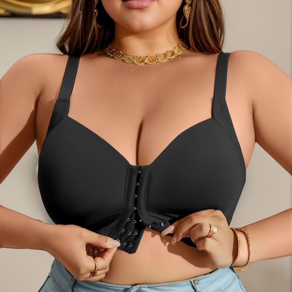 European and American Oversized Front-clasp Bra Without Steel Ring Comfortable Underwear for Running Shockproof and Gathered Beautiful Back Bra