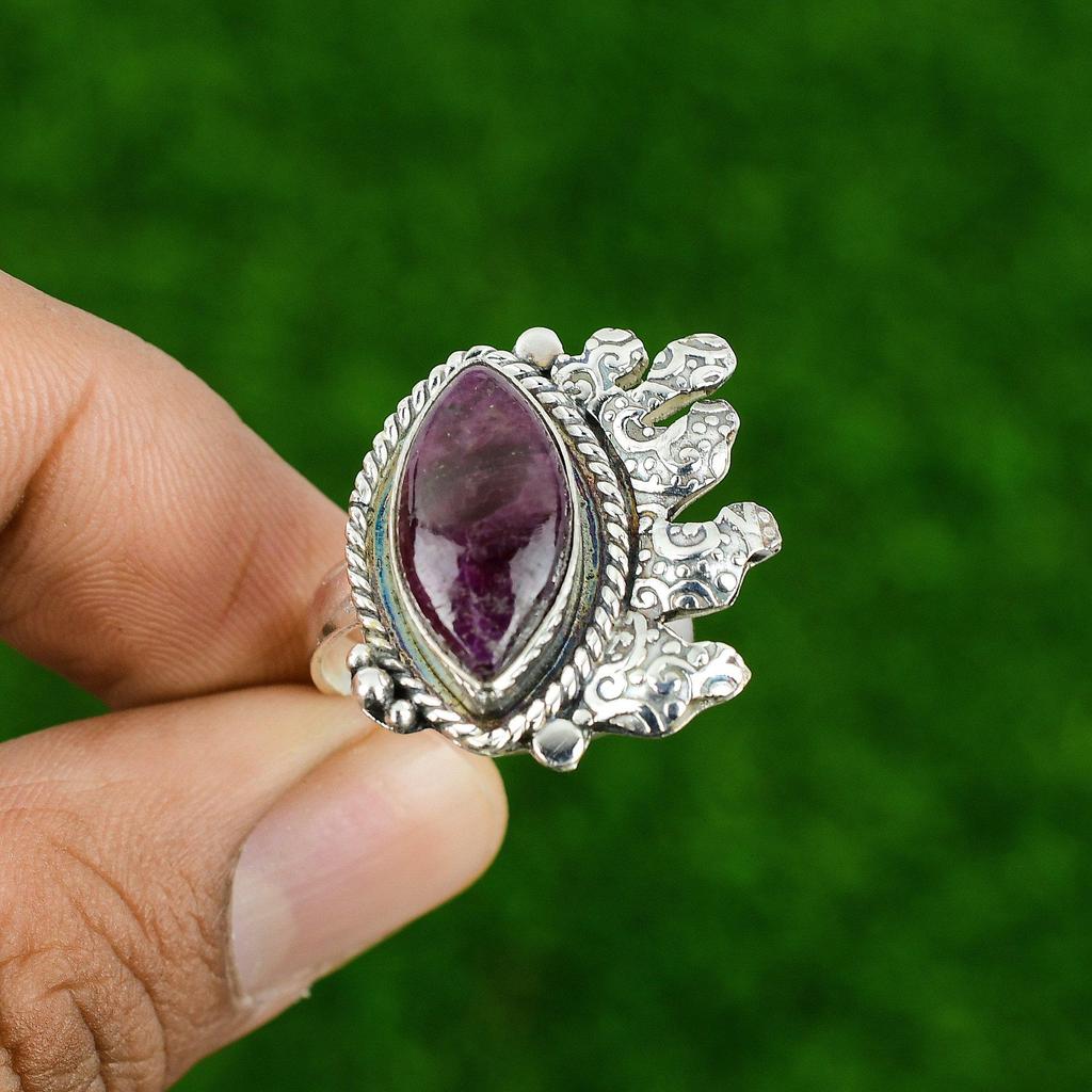 Anniversary Gift For Her Natural Ruby Multi Stone Adjustable Ring 925 Silver