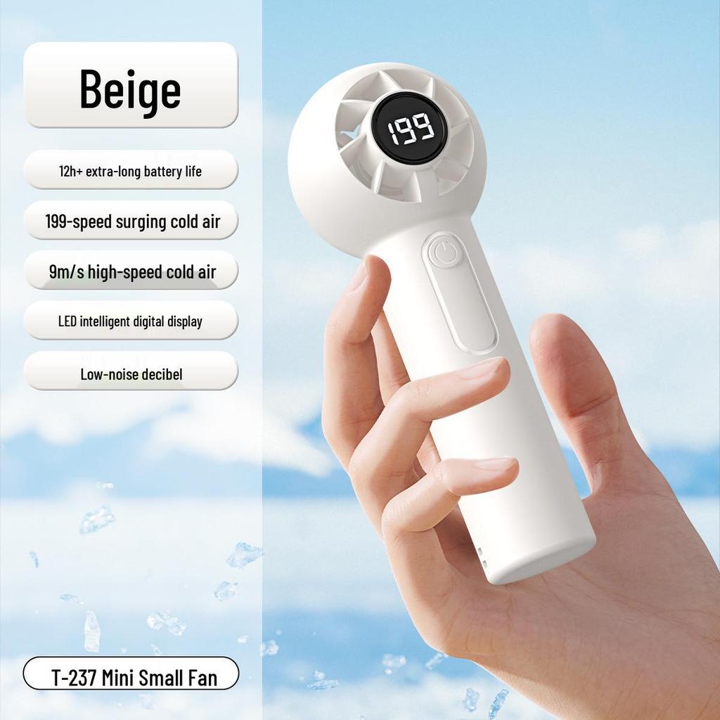 T237 Handheld High-Speed Camping Fan with Digital Display