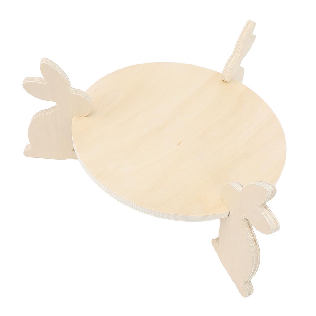 Wood Cake Stand Rustic Cake Display Stand Decorative Wood Cake Platter Tray for Birthday Party Wedding Bunny