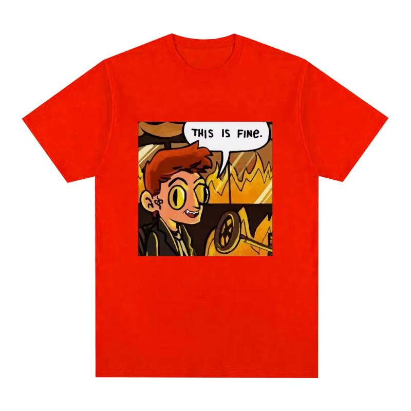 Good OUnisexs This Is Fine Crowley Graphic T Shirt Unisex Fashion Vintage T Shirts Summer Cotton Casual Cozy Tshirts Streetwears