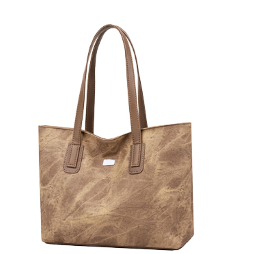 

ORIJIRI Shoulder Bag, Business Bag for Women, Job Hunting, Large Capacity Commuting Bag, Stylish Tote Bag, Popular A4 Size, PU Leather, 2-Way (Khaki)