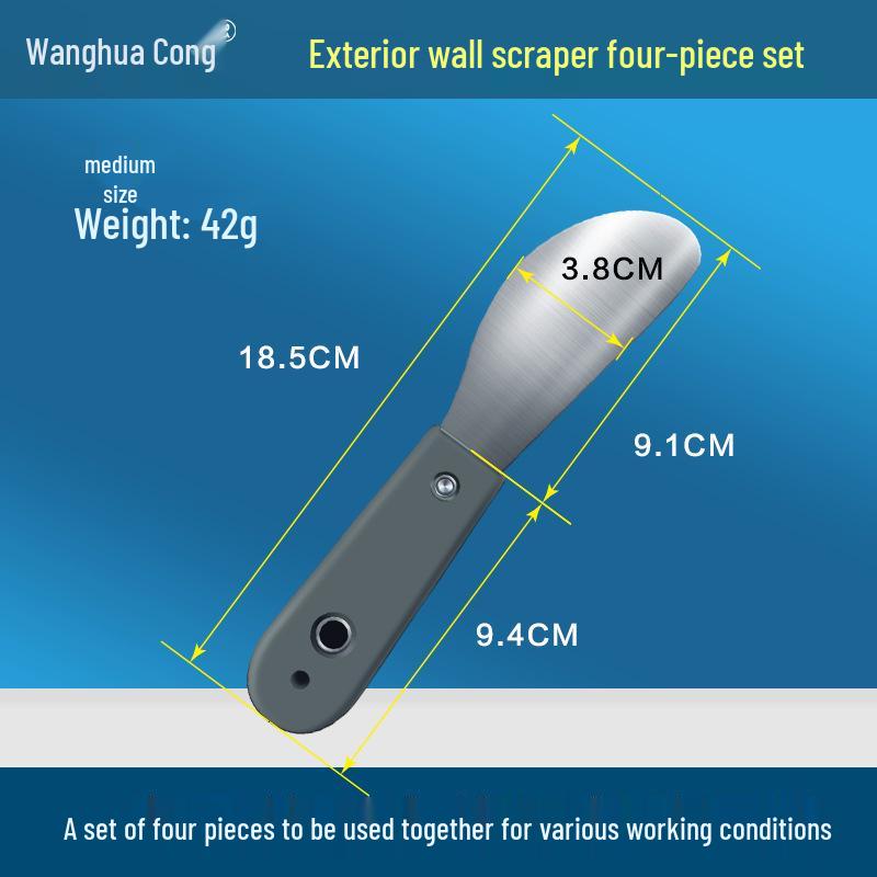 Exterior Wall Scraper and Adhesive Applicator for Grouting, Sealing, Trimming, and Leveling Windows and Doors.