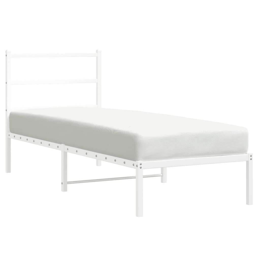 Vidaxl Metal Bed Frame with Headboard, White, 80X200 Cm