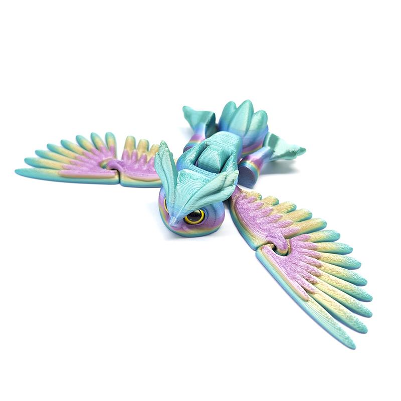 3D Printed Flying Owl Toy:Lifelike Desk Decor with Movable Wings for Realistic Soaring - Educational Gift