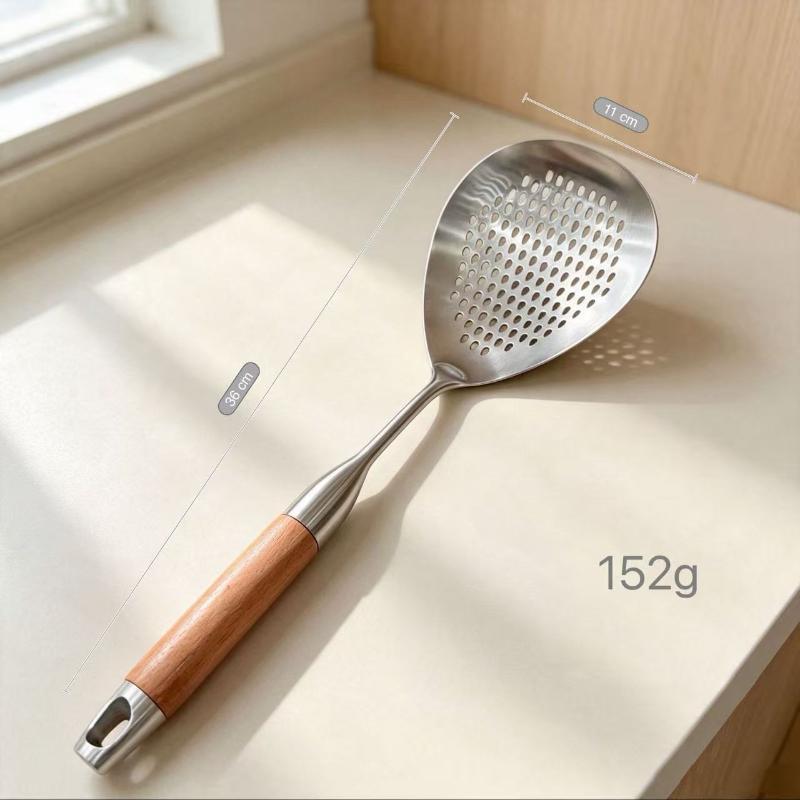 Stainless Steel Ladle Skimmer Heavy Duty Fine Mesh High Heat Resistant Food Strainer for Home Kitchen Hot Pot Cooking