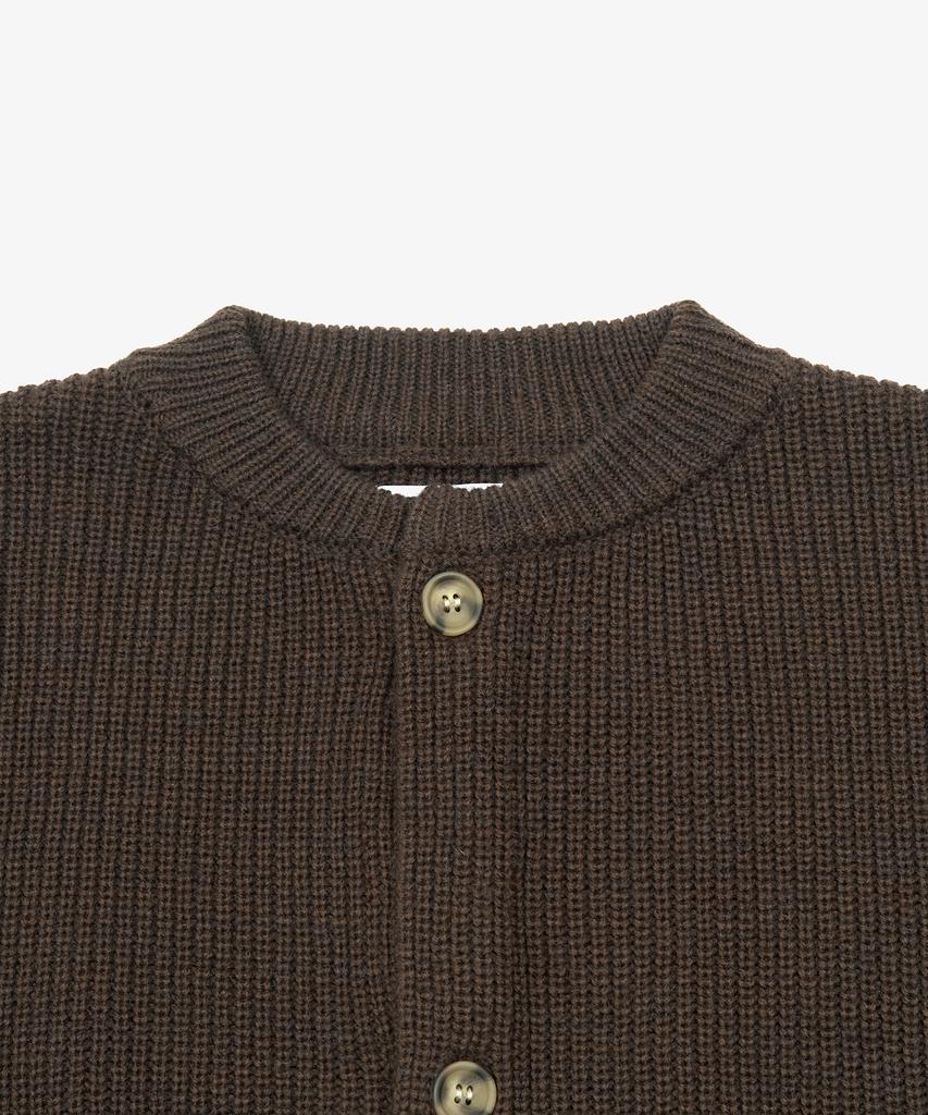 Toffee Oversized Round Neck Knit Cardigan (Brown)