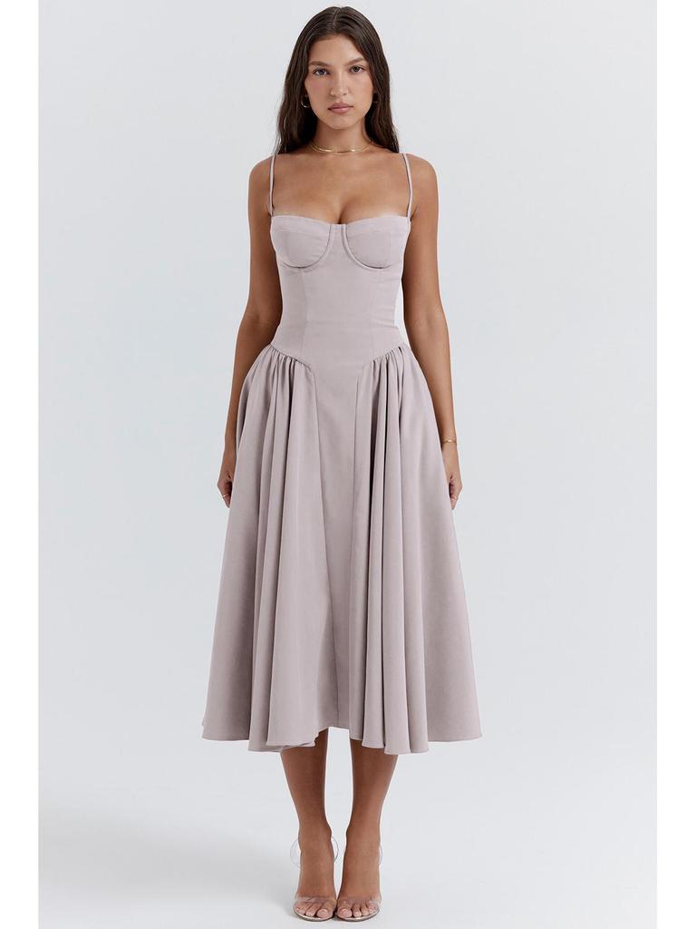 2024 French Retro Long Slip Dress - Court Style Dopamine Outfit