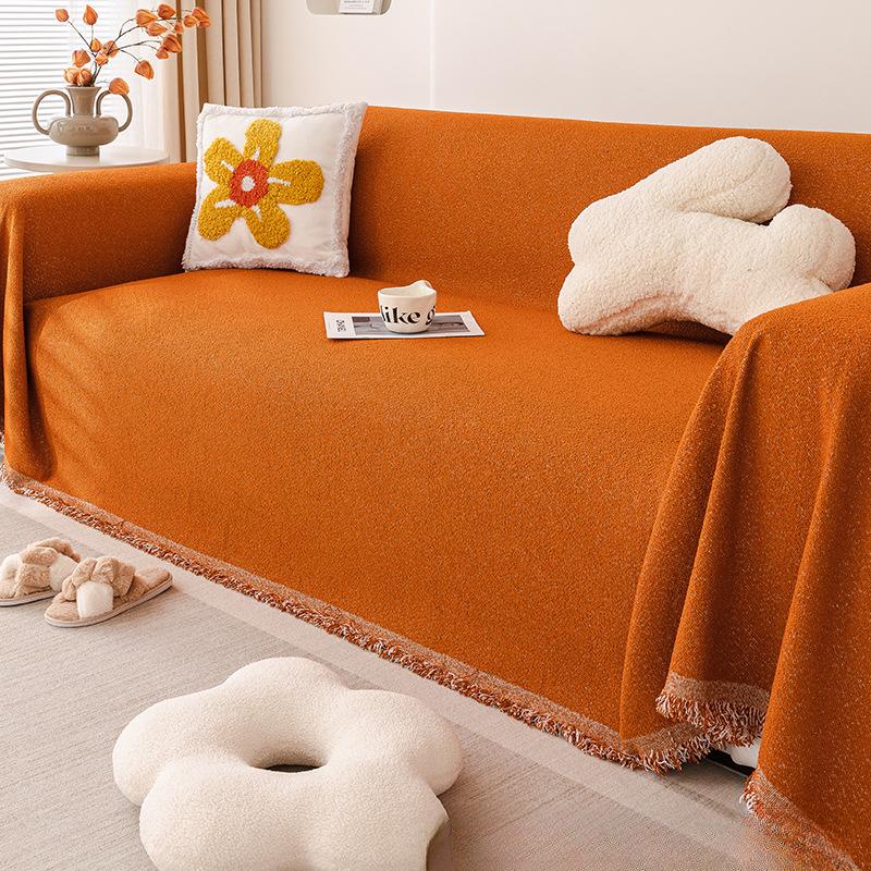 Anti-Scratching Chenille Sofa Towel Modern Minimalist Full Covered Non-Slip Cloth Four Seasons Universal Pure Color Cover Cover
