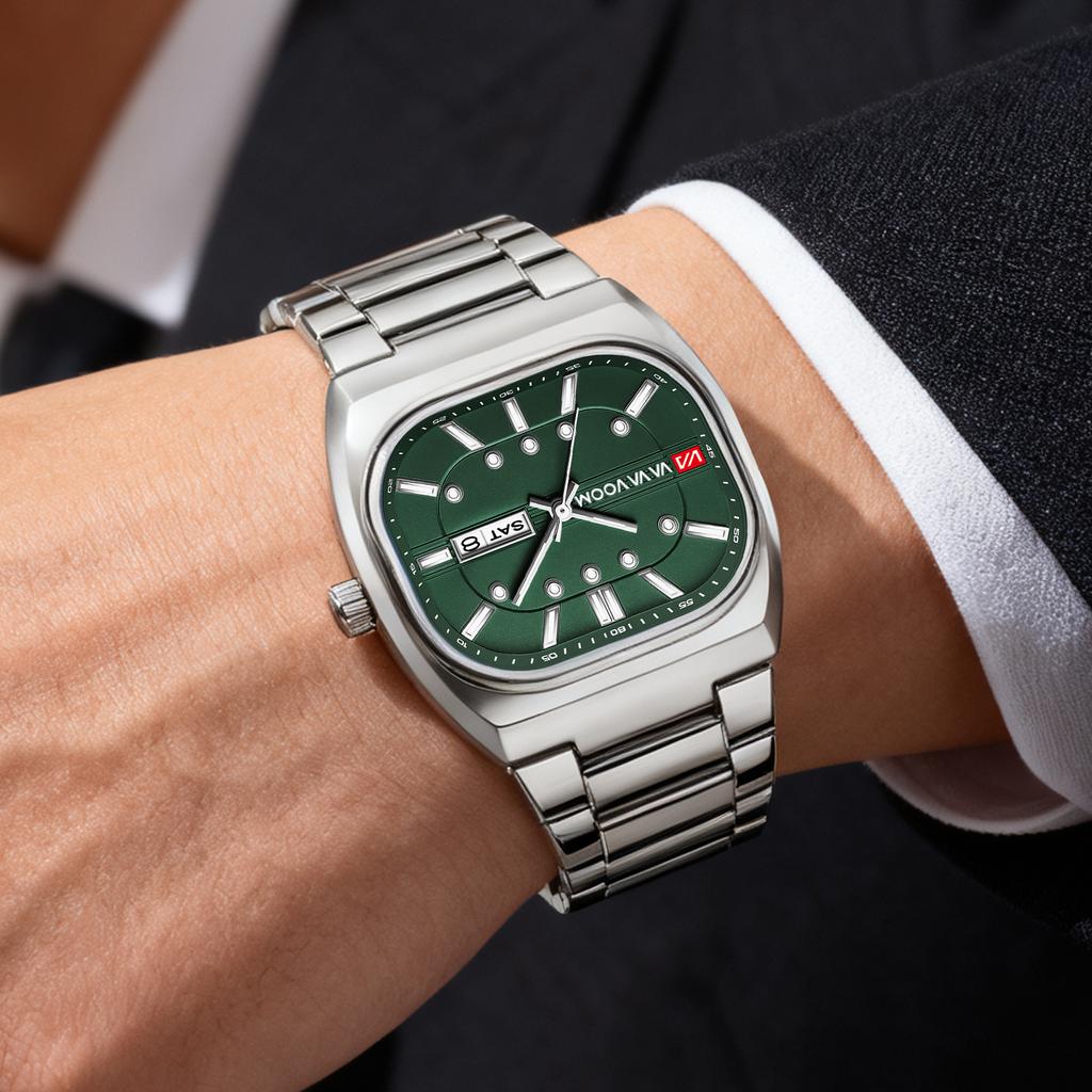 New Men Watches 40mm Square Quartz Movement Analog Diving Series Clock Black Stainless Steel Top Brand Watch for Men